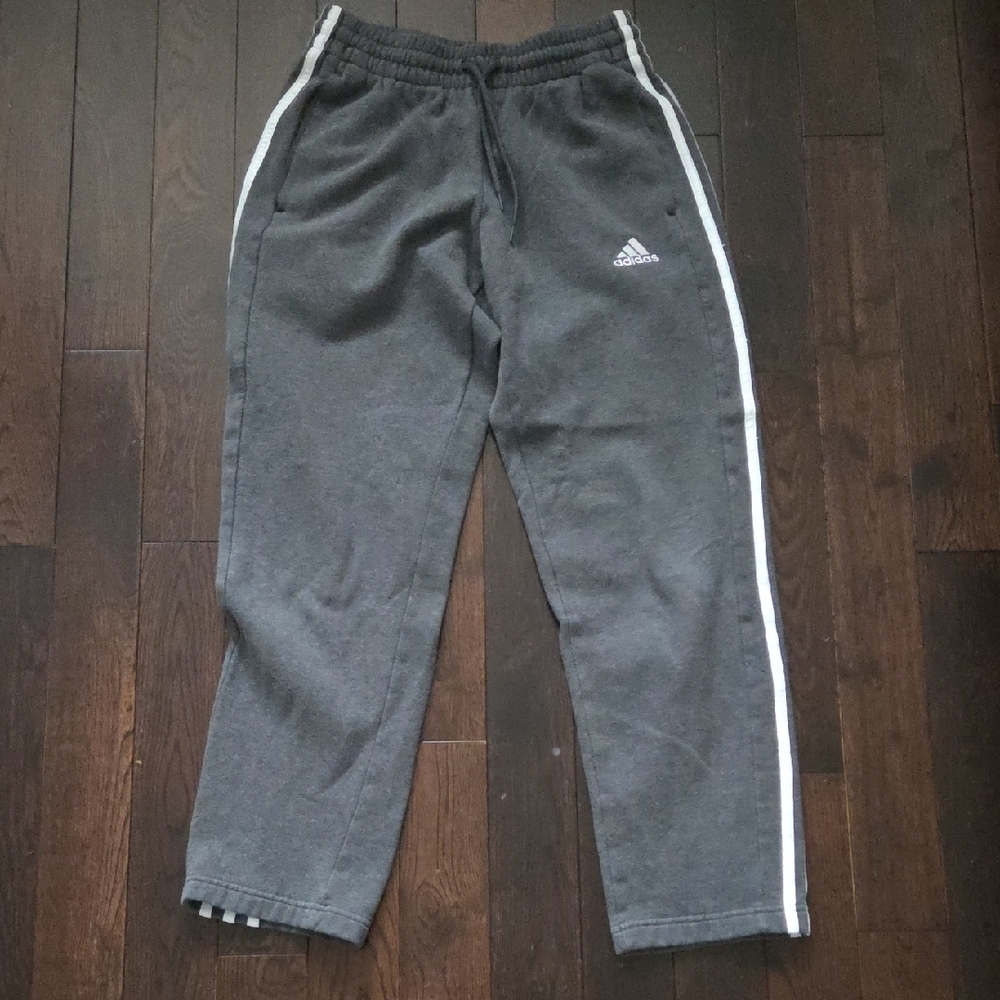Adidas Charcoal Pants with White Stripes